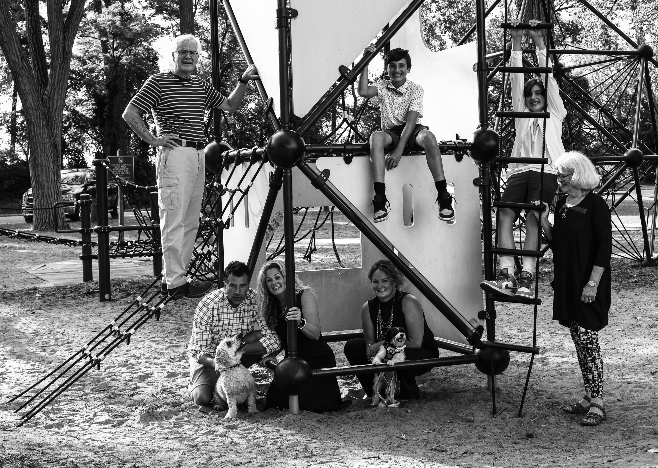 Multigenerational family in a playground.